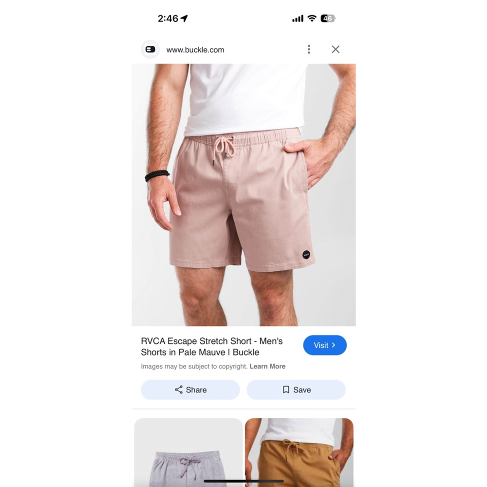 Men's RVCA Flat Front Shorts L in Pale Mauve